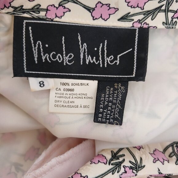 Vintage Nicole Miller 100% Silk Size 8 Limited Edition Pink Flowers 2/4 Sleeves - Picture 8 of 10